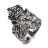 LZD Alloy Cuff Finger Ring Wide Ring Lion Antique Silver
