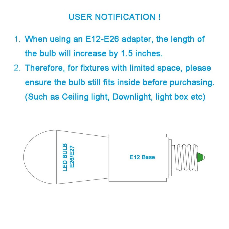 E ENERSYSTEC Candelabra E12 to E26 Light Bulb Base Adapter