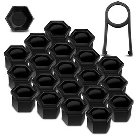 SkinoEu Wheel Nut Covers Bolts Caps Universal 17mm With Removal Tool Black NC 1