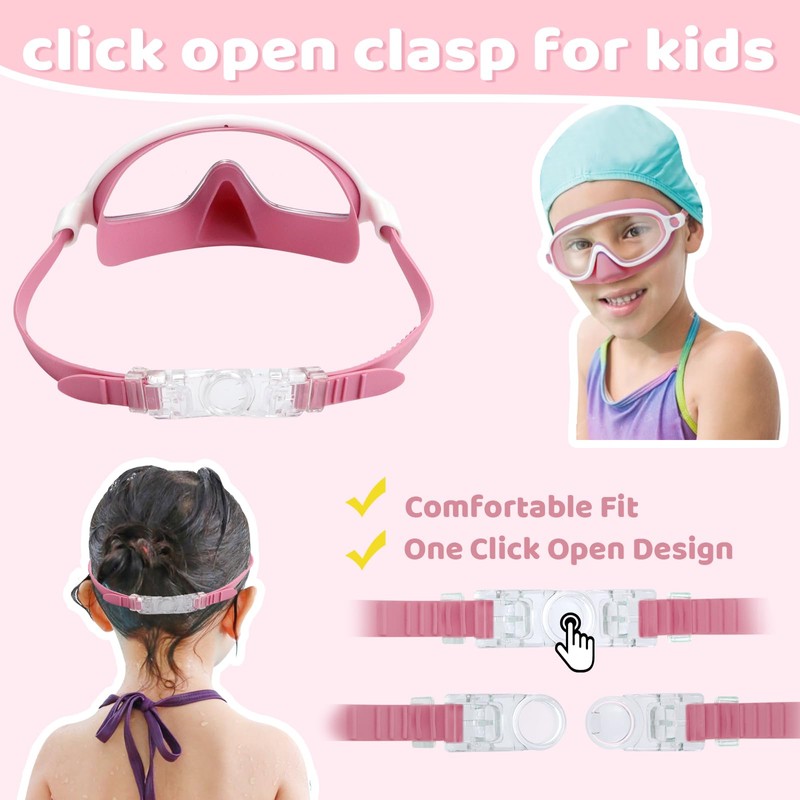 Vvinca Kids Swimming Goggles with Nose Guard
