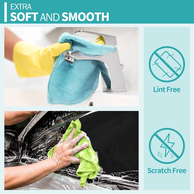 HOMERHYME Microfiber Cleaning Cloth, 12 Pack Cleaning Rags, 12" x
