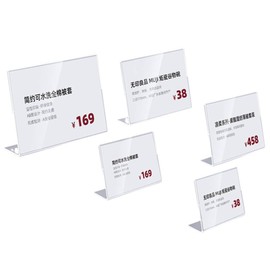 ECKEK Acrylic Label Holder Price Tag Display Horizontal Slant L Shape Table Stand Pack of 10 (120x80mm)