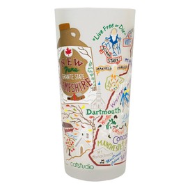 Catstudio Drinking Glass, New Hampshire Frosted Glass Cup for Kitchen, Bar Glass Drinking Glasses, Everyday Drinking Cup or Cocktail Glass, 15oz Dishwasher Safe Glass Tumbler for New Hampshire Lovers