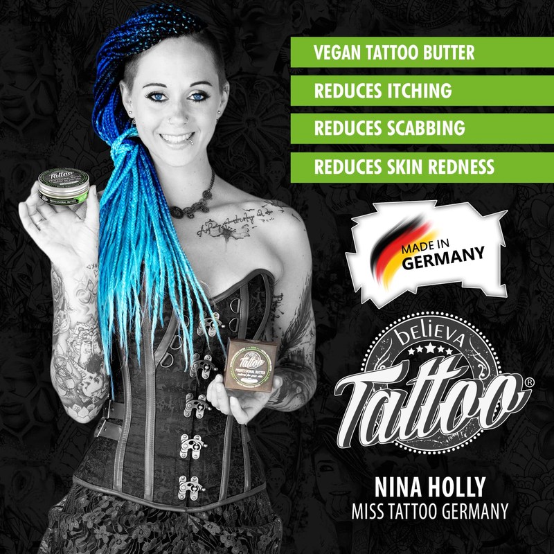 Believa Tattoo Butter, Premium Tattoo Care with Vegan Formula and