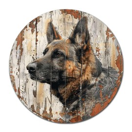 Lygond Metal Sign Tin Sign Shepherd Dog Round Sign for German and Shepherd Dog Lovers Funny Sign for Gift 8×8 Inches