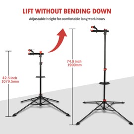 OLenyer Bike Maintenance Stand: Height Adjustable Bicycle Workshop Stand with Tool Tray for Road & Mountain Bikes,Black