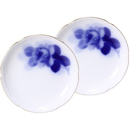 Okura Toen 54HR/8211 Blue Rose Plate Pair Set, Plate, Made in Japan