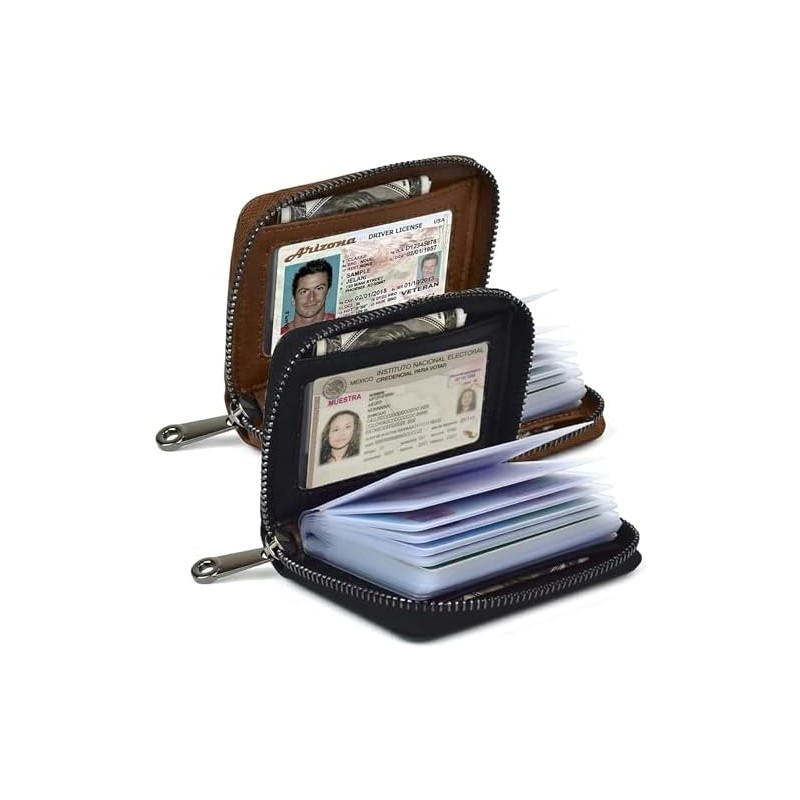 2 Cartera Tarjetero Hombre con Bloqueo RFID, Porta Tarjetas de
