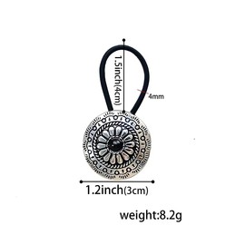 Concho Western Turquoise Squash Blossom Hairband and Tie Concho Metal Ponytail Holder Metal Hair Ties. (3 Pcs-Set) (typeC)