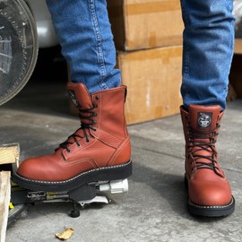 Georgia Boot Men's 8" Lace-Up ASTM Steel-Toe EH-Rated Wedge Work Boot, Russet Brown, US Footwear Size System, Adult, Wide, GB002PRO