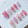 30Pcs Handmade Flower Press on Nails Medium Fake Nails with