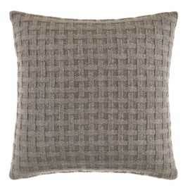 Nautica | Saybrook Collection | 100% Cotton Twill Basket Weave Knit Reversible Decorative Accent Throw Pillow/Sham, Zipper Closure, 16" x 16", Mocha