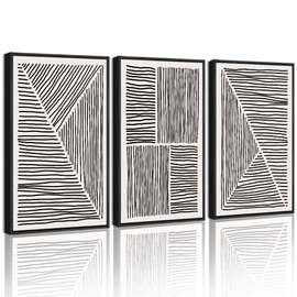 Drsoum Mid-Century Modern Framed Wall Art Minimalist Abstract Boho Black Line Wall Decor Geometric Artwork Kitchen Dining Room 11x14in Black Framed