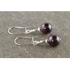 Dark Red Garnet & Sterling Silver Drop Earrings with Gift
