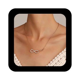 Erimberate Bohemian Crystal Infinity Pendant Necklace Cz Infinity 8 Necklace Chain Gold Eternal Infinity Choker Necklace Rhinestone Infinite Necklace Choker Friendship Necklace Jewelry for Women