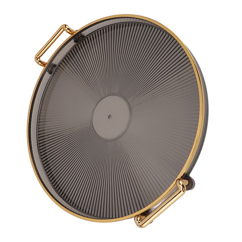 Round Tray with Gold Handle Elegant Multi Functional Golden Rim