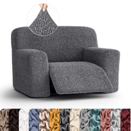 PAULATO BY GA.I.CO. Extra Large Recliner Cover - Oversized Recliner Chair Cover - Washable Fabric Slipcover - 1-Piece Form Fit Stretch Furniture Protector - Microfibra - Dark Grey (Recliner Cover)