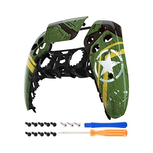eXtremeRate Army Mecha Touchpad Front Housing Shell for PS5 Controller,