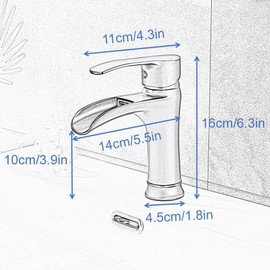 SHUNLI Waterfall Bathroom Faucet Matte Black Bathroom Sink Faucet, Single Hole Bathroom Faucet, Farmhouse Rv Bathroom Vanity Faucet (Black)