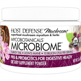 Host Defense MycoBotanicals Microbiome Powder – Digestive & Immune Health Support Supplement – Gut Health with Turkey Tail, Lion's Mane & Reishi Mushrooms – 3.5 oz (33 Servings)