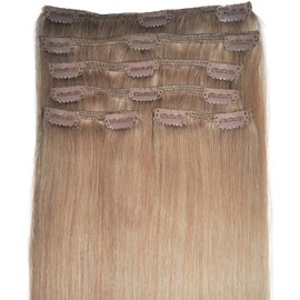 FULL HEAD, Real Clip-in Hair Extensions - 100% Remy, Triple Weft, Thick Human Hair, (16 inch, 120g, 21 Colours) (#18 - Golden Blonde.)