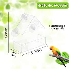 Cfcyhla Transparent window feeder for birds, window bird feeder, window pane with suction cups, bird feeder for wild birds, bird feeder with suction cups