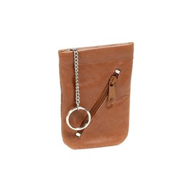 LEAS Snap Key Case Key Bell Genuine Leather, Cognac, Snap key pocket
