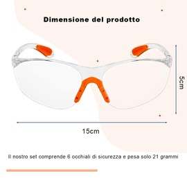 Voarge 6 Pack Safety Glasses Safety Glasses Anti-Scratch Transparent Anti-Scratch Safety Glasses for the