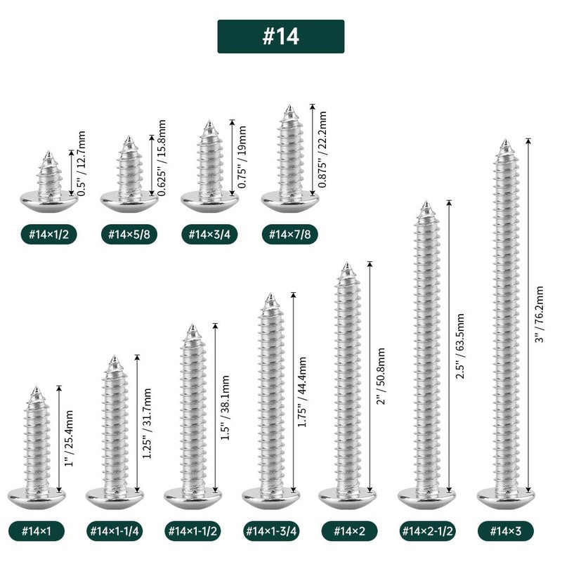 #14 x 3/4" Truss Head Wood Screws (25 pcs), 18-8