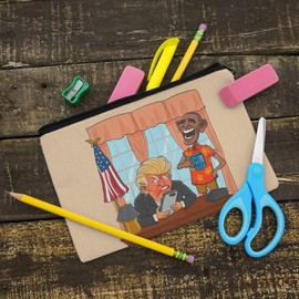 Obama Laughing at Trump Funny Satire #1 Potus President of The United States Pencil Pen Organizer Zipper Pouch Case