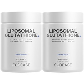 Codeage Codeage Liposomal Glutathione Supplement - Pure Reduced Setria L-Glutathione, Liposomal Delivery, Phospholipid Complex - Encapsulated Glutathione Powder Pills - Vegan, Non-GMO - 2-Pack