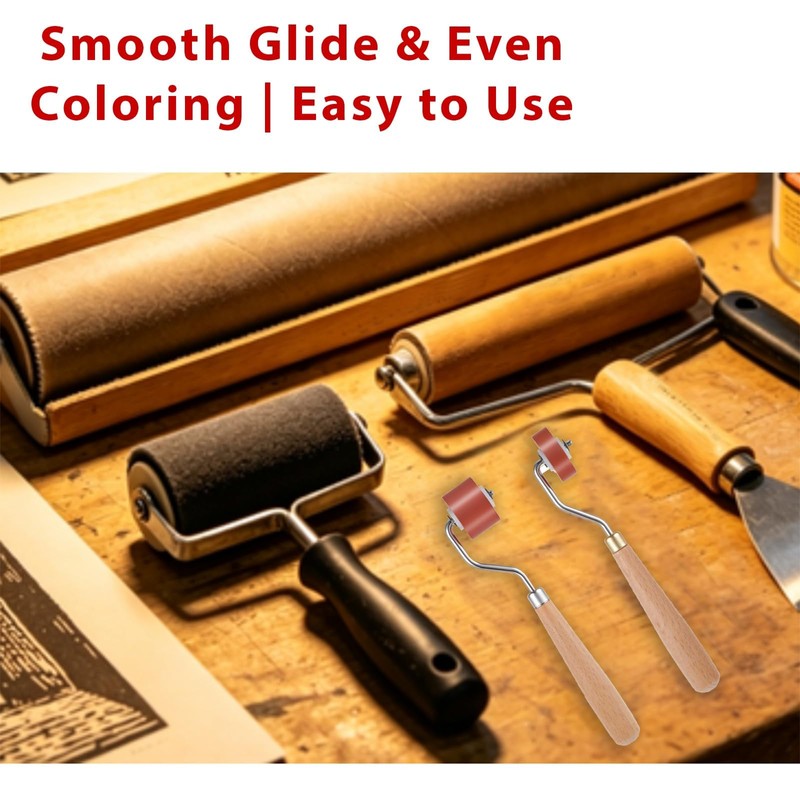 GIONAR 3Pcs Rubber Brayer Rollers, Multi-Size Ink Brayer for Printmaking