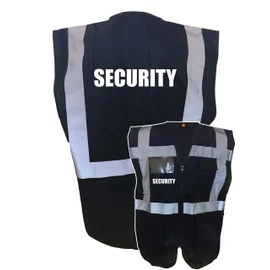 Security Black Zipped Hi Vis Vest Reflective, Work Wear Security, High Visibility, By Brook Hi Vis, Large