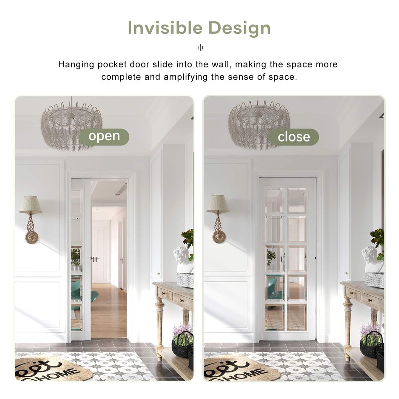 EaseLife 4.6FT/55in Sliding Pocket Door Hardware Kit,Commercial Grade,Aluminum Box Rail