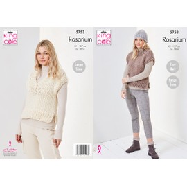 King Cole Ladies Rosarium Mega Chunky Knitting Pattern Easy Knit Tank Tops & Hat (5753)
