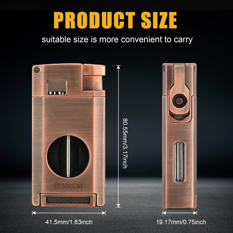 FANKAI Cigar Torch Lighter with Cigar V Cutter Cigar Punch