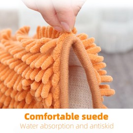 ANIS·KEAAR Ultra Soft Chenille Bathroom Rugs, Non-Slip, Absorbent & Quick Dry | Thin Washable bathMat for Shower, Sink & Vanity (Grey)