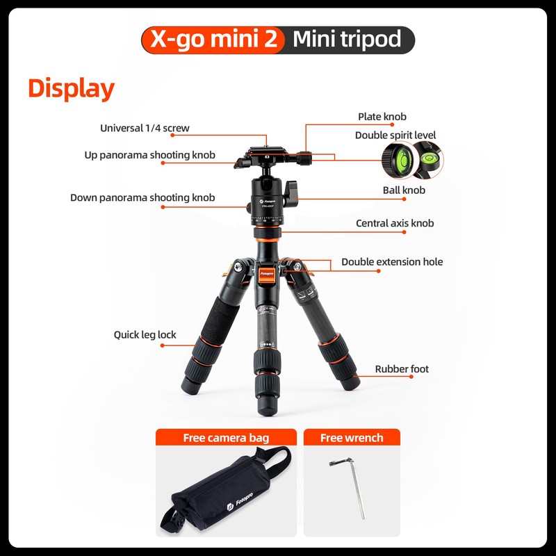 Fotopro Mini Tripod Carbon Fiber Tripod with Ball Head Quick