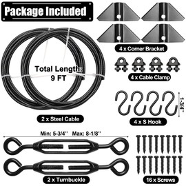 2 Set Anti-Sag Gate Kits for Wooden Fence, Anglecai Gate Support Cable Kit