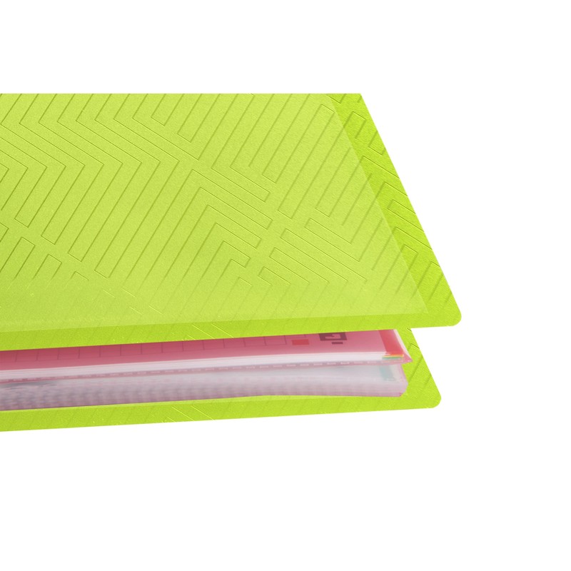 Oxford, Lime Green Plastic Document Folder A4 30 Clear Pockets