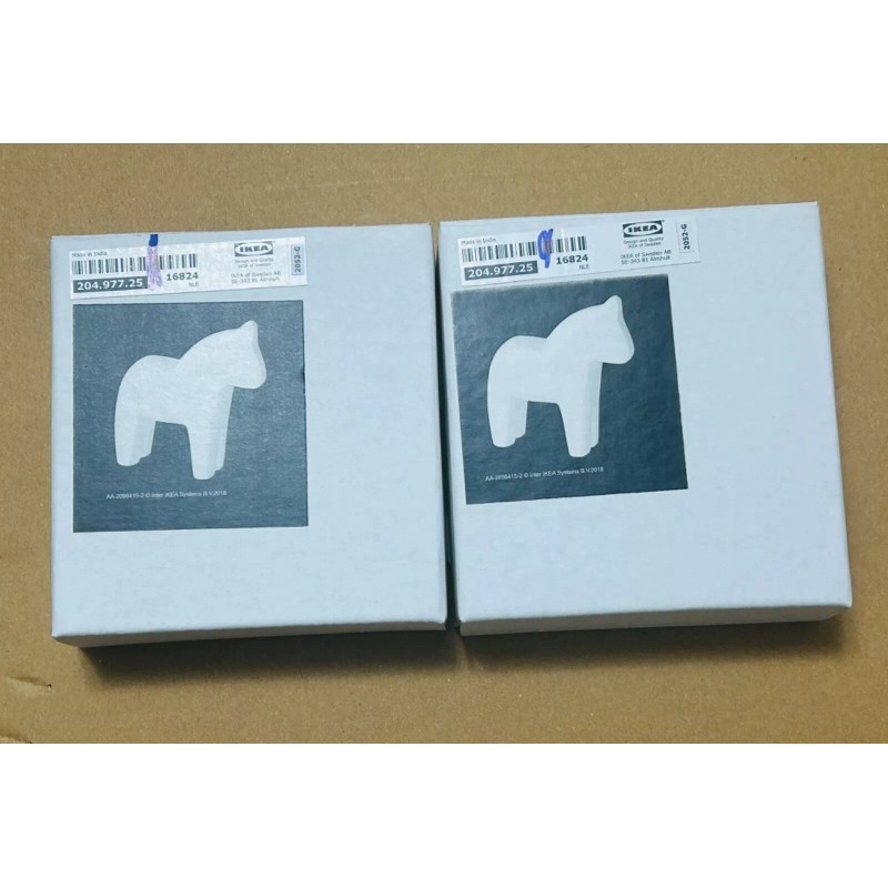 Ikea FINANSIELL Decoration Small Nordic Dala Horse, Wood White 5"