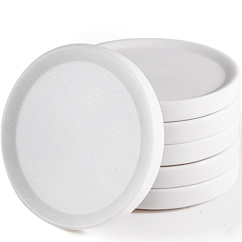 CHISELED ST DF SK White Marble Coasters Raised Edges- Designer