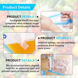 40 Vakuumbeutel Lebensmittel, Wiederverwendbare Vacuum Bags mit Ventil Reißverschluss, Bpa Frei für Sous Vide, Vakuumversiegelte Beutel für Lebensmittelaufbewahrung, Vakuumbeutel Set, 4 Größen