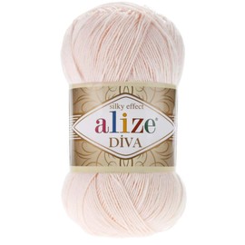 Alize Diva Silk Effect 100% Microfiber Acrylic Yarn 1 Ball skeins 100gr 383yds Color (382 - Powder)