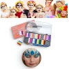 Maquillaje Artístico 12 Arcoíris Pinta Cara Pincel Base Agua