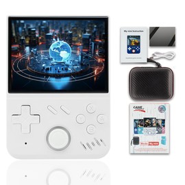 My Mini Handheld Game Console 3.5-in 640*480 IPS OCA Screen RK3326 4000mAh mymini with Portable Case White-64GBVer.