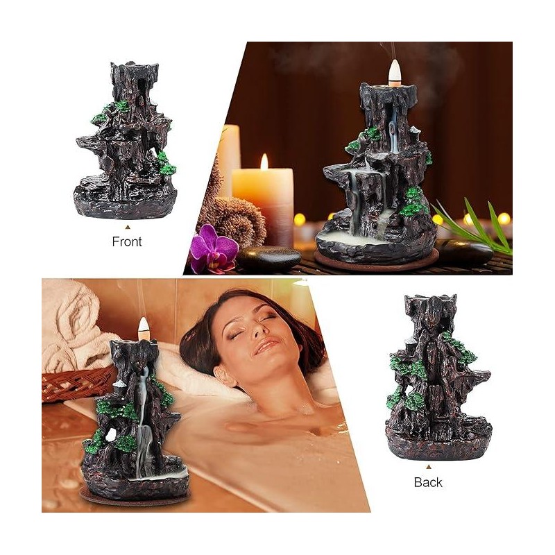 SPACEKEEPER Incense Burner, Backflow Incense Holder 2 sides Waterfall Incense