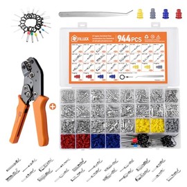 Kit de 945 piezas de conectores de pin, conectores de terminal de cable eléctrico para automóviles, 21 tipos de enchufe no aislado 1/1.5/1.8/2.2/2.8/3.5mm, gran cantidad y fácil almacenamiento
