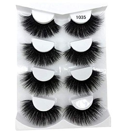 HBZGTLAD NEW 4 Pairs 3D Mink Hair False Eyelashes Criss-cross Wispy Cross Fluffy length 25-30mm Lashes Extension Handmade Eye Makeup Tools (1035)