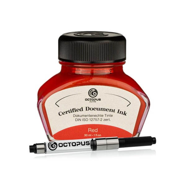 Indelible Ink, Red, with Converter, Certified According to DIN ISO